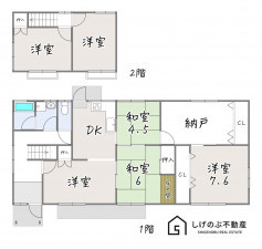 甲賀市甲南町耕心、中古一戸建ての間取り画像です