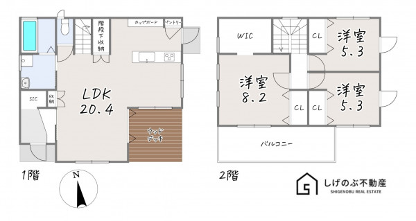 草津市岡本町、中古一戸建ての間取り画像です