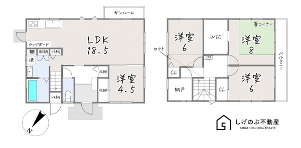 栗東市安養寺、中古一戸建ての間取り画像です