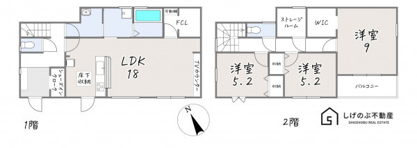 栗東市中沢、新築一戸建ての間取り画像です