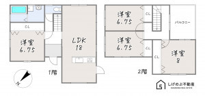 草津市笠山、中古一戸建ての間取り画像です