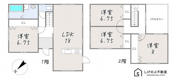 草津市笠山、中古一戸建ての間取り画像です