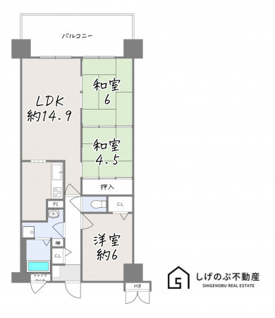栗東市綣、中古マンションの間取り画像です