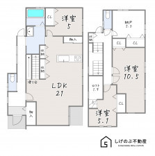 草津市上笠、中古一戸建ての間取り画像です
