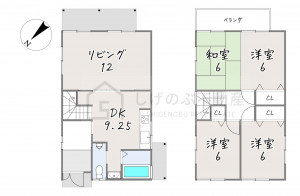 湖南市宝来坂、中古一戸建ての間取り画像です