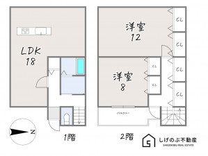 草津市東矢倉、中古一戸建ての間取り画像です