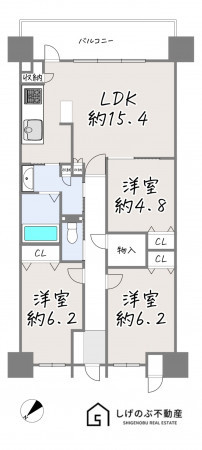 草津市大路、中古マンションの間取り画像です