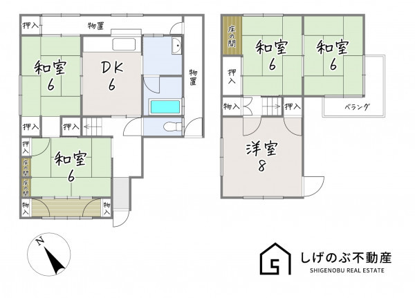 草津市上笠、中古一戸建ての間取り画像です