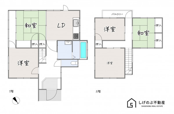 栗東市御園、中古一戸建ての間取り画像です