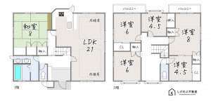 草津市桜ヶ丘、中古一戸建ての間取り画像です