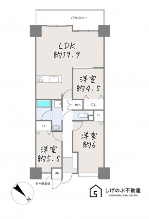 草津市野村、中古マンションの間取り画像です