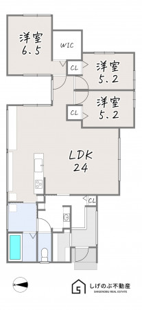 草津市岡本町、新築一戸建ての間取り画像です
