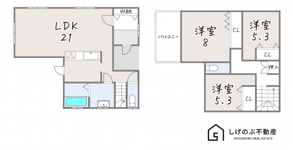栗東市上鈎、新築一戸建ての間取り画像です