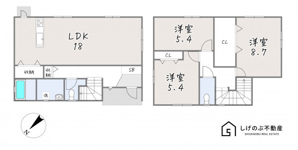 甲賀市水口町山、中古一戸建ての間取り画像です