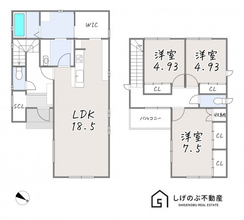 湖南市石部中央、新築一戸建ての間取り画像です