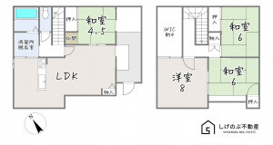 草津市上笠、中古一戸建ての間取り画像です