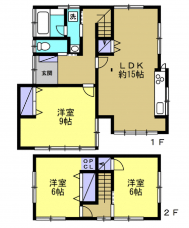 富山市本郷町、中古一戸建ての間取り画像です
