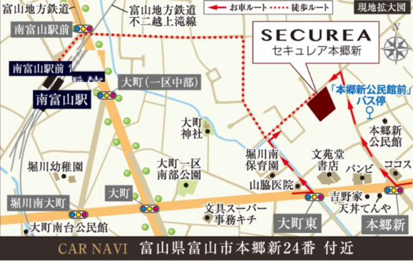 富山市本郷新、中古一戸建ての地図画像です