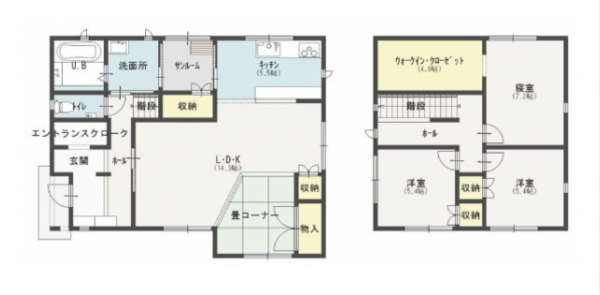 河北郡津幡町、中古一戸建ての間取り画像です