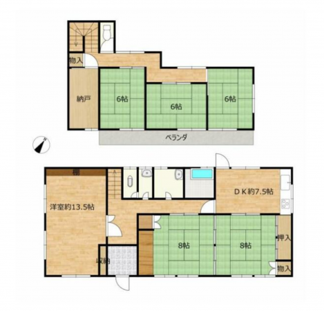 富山市山室荒屋、中古一戸建ての間取り画像です