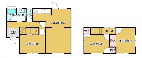 黒部市犬山、中古一戸建ての間取り画像です