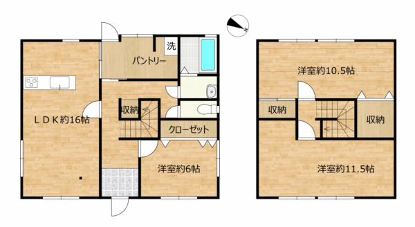 滑川市下島、中古一戸建ての間取り画像です