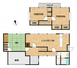 富山市四ツ葉町、中古一戸建ての間取り画像です