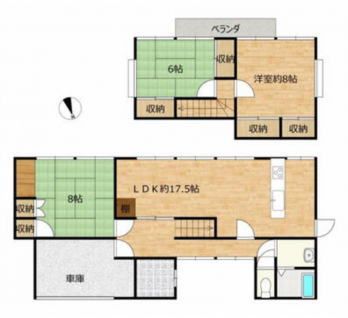 富山市四ツ葉町、中古一戸建ての間取り画像です