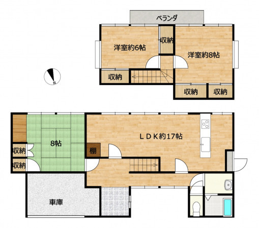 富山市四ツ葉町、中古一戸建ての間取り画像です