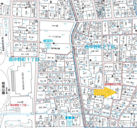 富山市西中野町、マンションの地図画像です