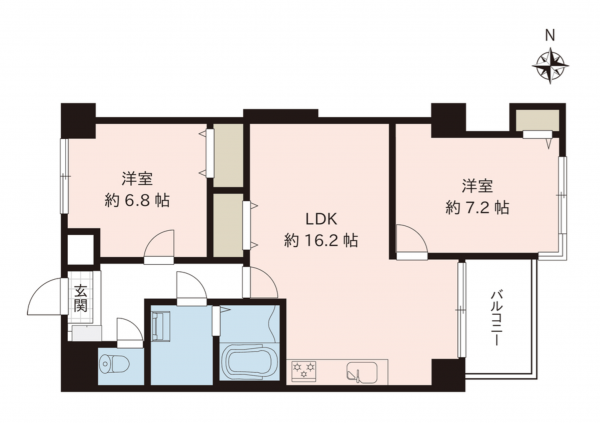 富山市西中野町、マンションの間取り画像です