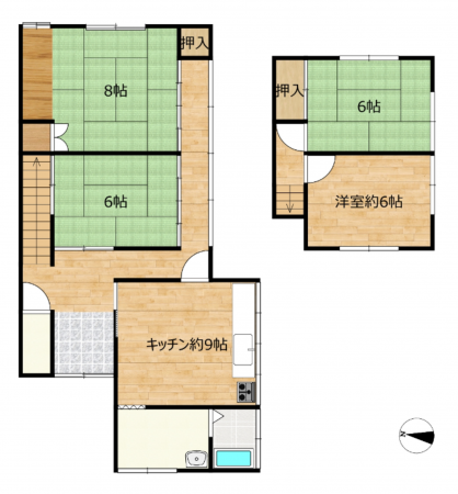 富山市婦中町島田、中古一戸建ての間取り画像です
