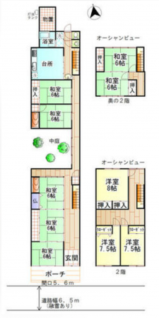 射水市堀岡、中古一戸建ての間取り画像です