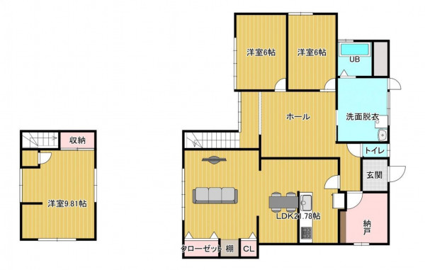 富山市町村、中古一戸建ての間取り画像です