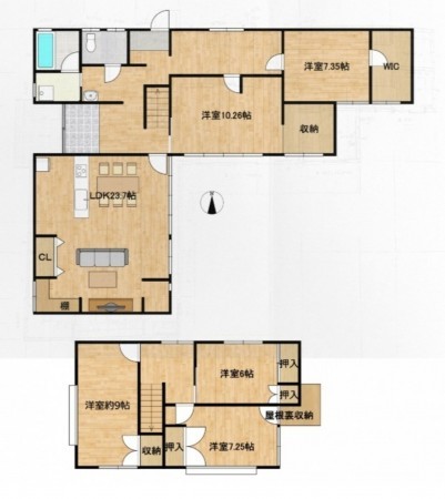 富山市松若町、中古一戸建ての間取り画像です