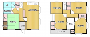 富山市鶴ケ丘町、中古一戸建ての間取り画像です