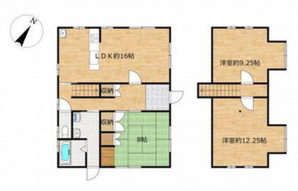 富山市八尾町上高善寺、中古一戸建ての間取り画像です