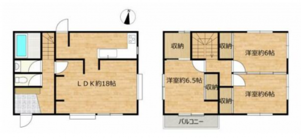 富山市山室、中古一戸建ての間取り画像です
