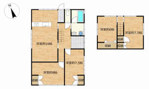 富山市本郷町、中古一戸建ての間取り画像です