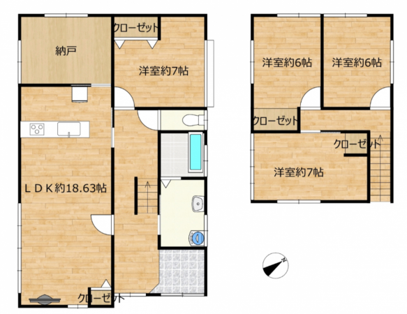 黒部市新堂、中古一戸建ての間取り画像です