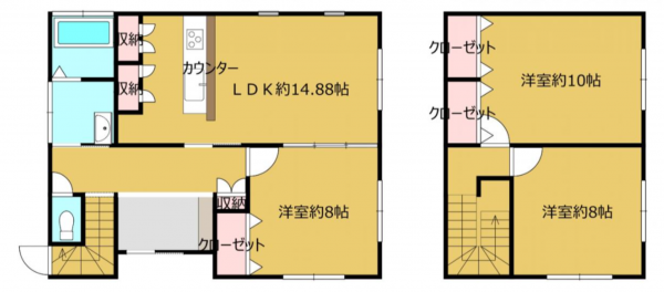 富山市八尾町新田、中古一戸建ての間取り画像です