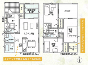 富山市中島、新築一戸建ての間取り画像です