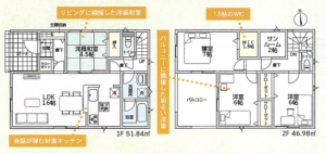 高岡市下麻生、新築一戸建ての間取り画像です