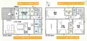 高岡市東上関、新築一戸建ての間取り画像です