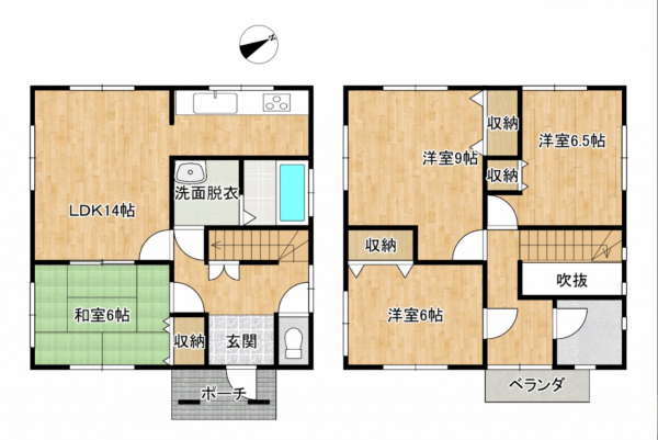 富山市下冨居、中古一戸建ての間取り画像です