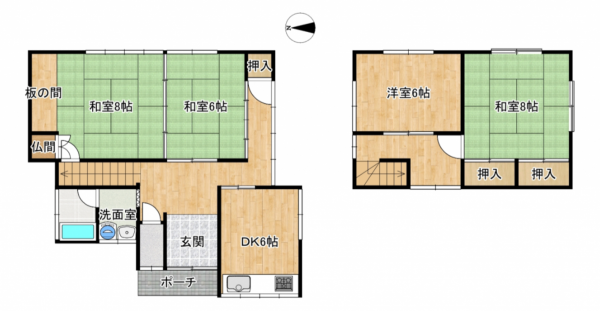 富山市婦中町島田、中古一戸建ての間取り画像です