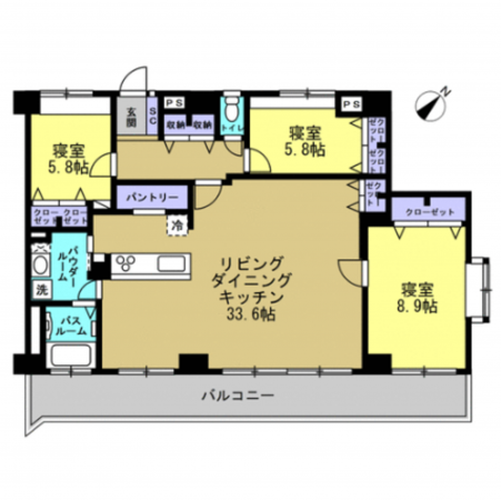 富山市窪本町、マンションの間取り画像です