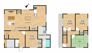 黒部市田家新、中古一戸建ての間取り画像です