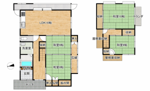 富山市山室、中古一戸建ての間取り画像です