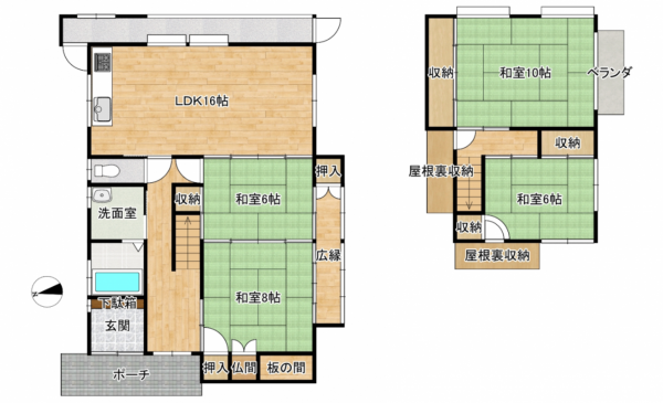 富山市山室、中古一戸建ての間取り画像です